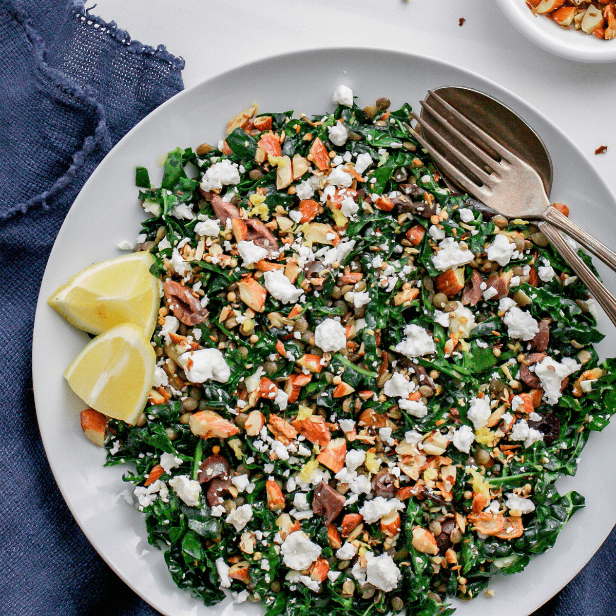 French Lentil Salad with Kale and Feta