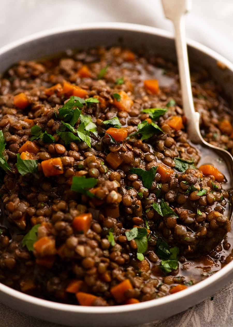 Lentil Ragout - French Puy lentil side dish | RecipeTin Eats