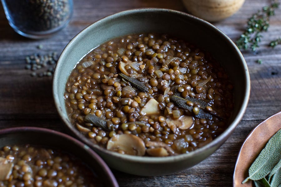 One-Pot French Lentil Stew with Mushrooms and Sage | Heartful Table