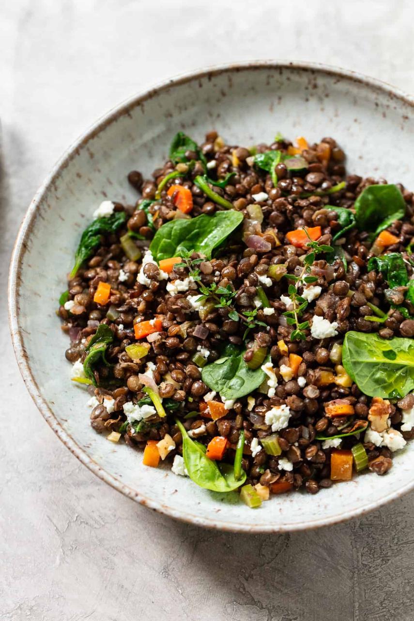 Green Lentil Salad with Feta Cheese - Familystyle Food